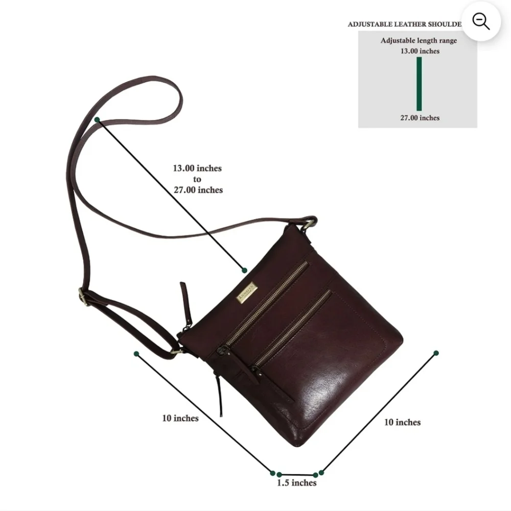 Assots London 'CORI' VT Real Leather Crossbody Bag In Brown Pollished